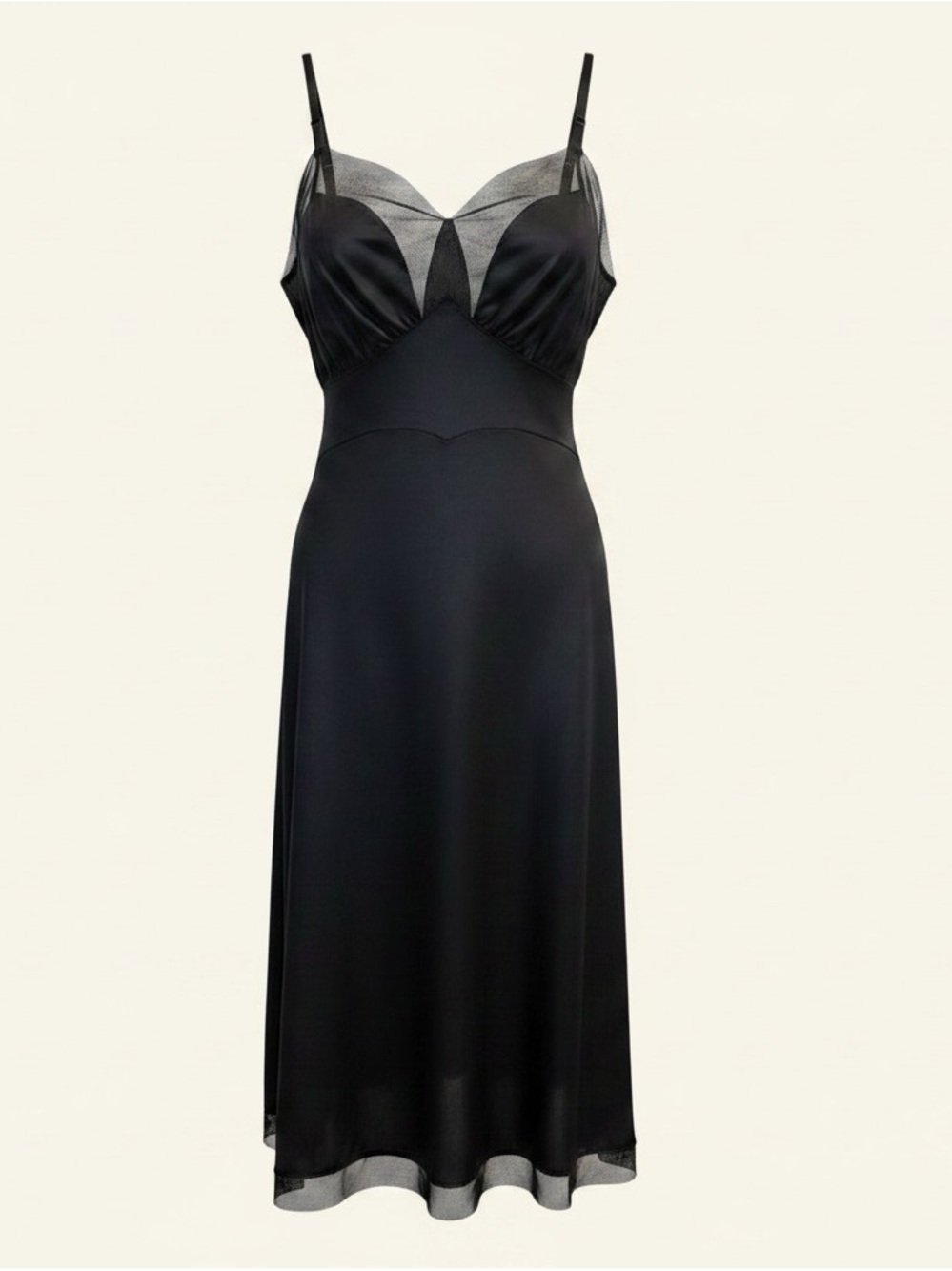 Vintage 50s Van Raalte Philmy Slip Black Sheer Nylon 34
